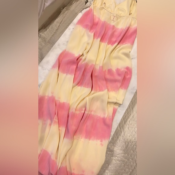 Gypsy 05 100% Silk Pink & Cream Max Dress Medium - Picture 9 of 13